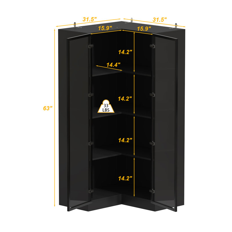 L-Shaped Corner Glass Door Display Case With LED Light