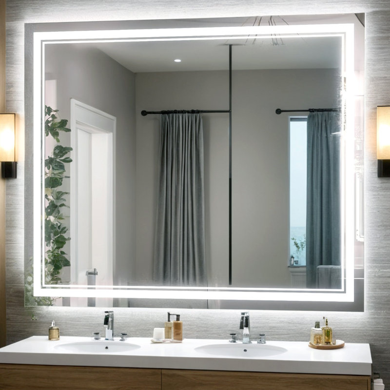 LED Anti-Fog Bathroom Mirror with 3 Colors Dimmable Touch Switch Control & Memory Function , 48" x 32"