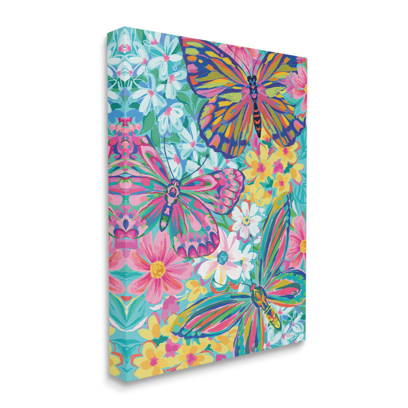 Art moderne sur toile, "Modern Butterflies & Blossoms" par Cat Thurman Designs, H 48 po x l 36 po