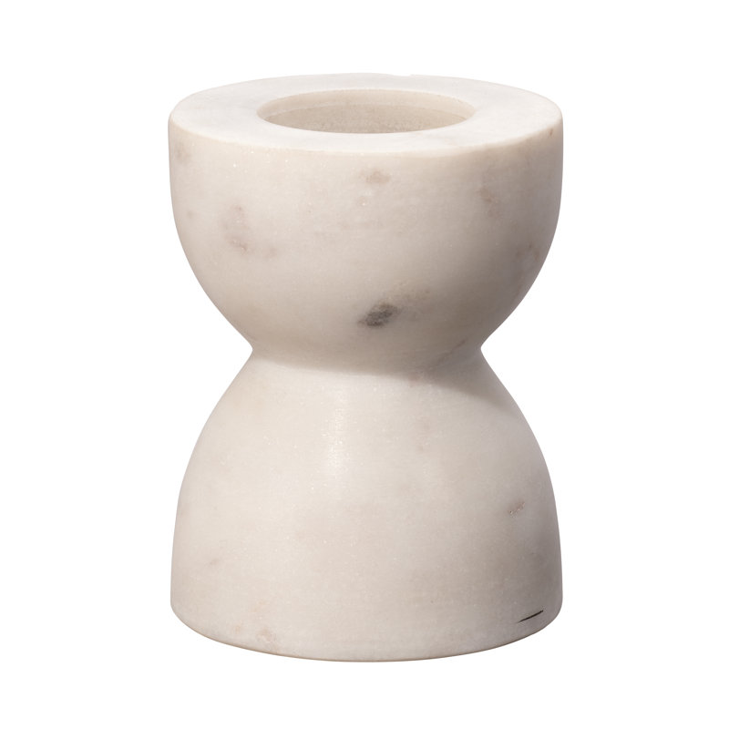 White Marble Petite Pillar Candlestick Set