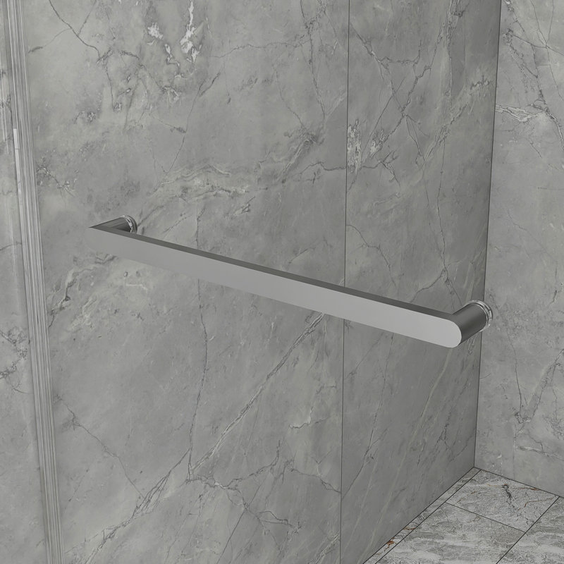 60 po X P 72 po H Porte de douche coulissante double sans cadre avec finition en verre transparent, Chrome