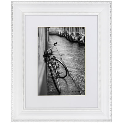 Dories White Silver Solid Wood Picture Frame with Mat