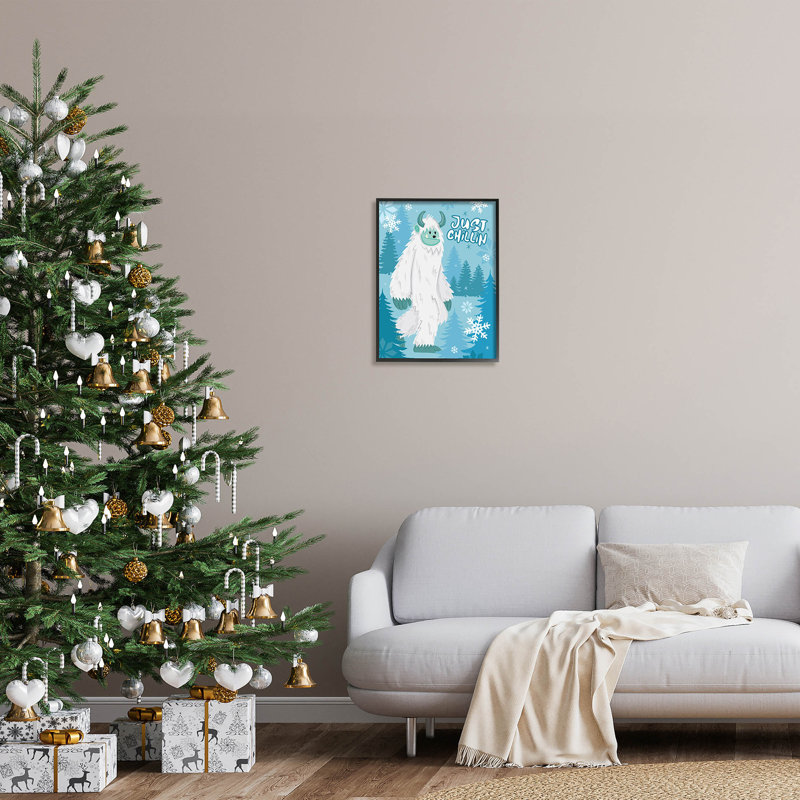 Just Chillin Funny Winter at-234, H 20 po x l 16 po x P 1,5 po, Giclée encadrée noir minuit