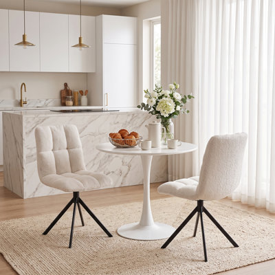 Set of 2 Chenille Upholstered Dining Chairs