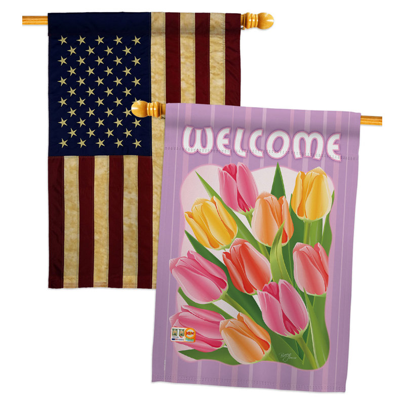 Drapeau de maison 40 x 28 po Tulipes