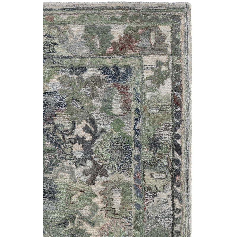 Tapis vert / beige Antkeo 126, Rectangle de 5 pi x 8 pi