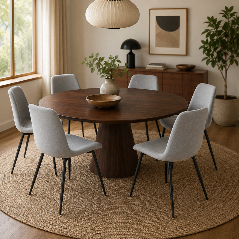 Upholstered Dining Chair with Carbon Steel Legs (Set of 6), 6, Light Gray