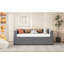 Lit de jour simple confortable avec 2 tiroirs et tiroirs de soutien du dos ergonomiques en tissu texturé gris, aspect sophistiqué-130753985