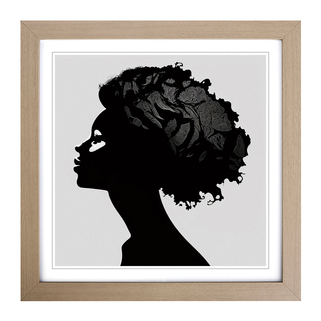 Woman with Affro Silhouette - Framed Print