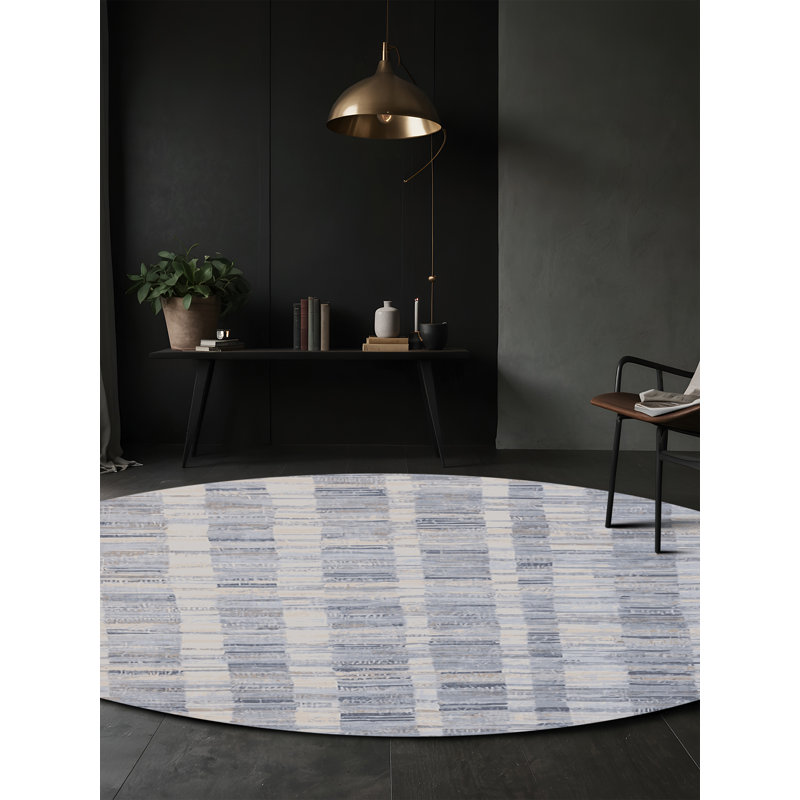 Machine Washable Gray Area Rug, Round 7'