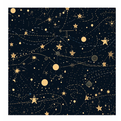 Astronomie et espace, motif d'étoiles I, reproduction d'art moderne sans cadre