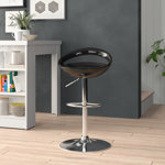 Hilia Contemporary Plastic Adjustable Height Barstool with Rounded Cutout Back