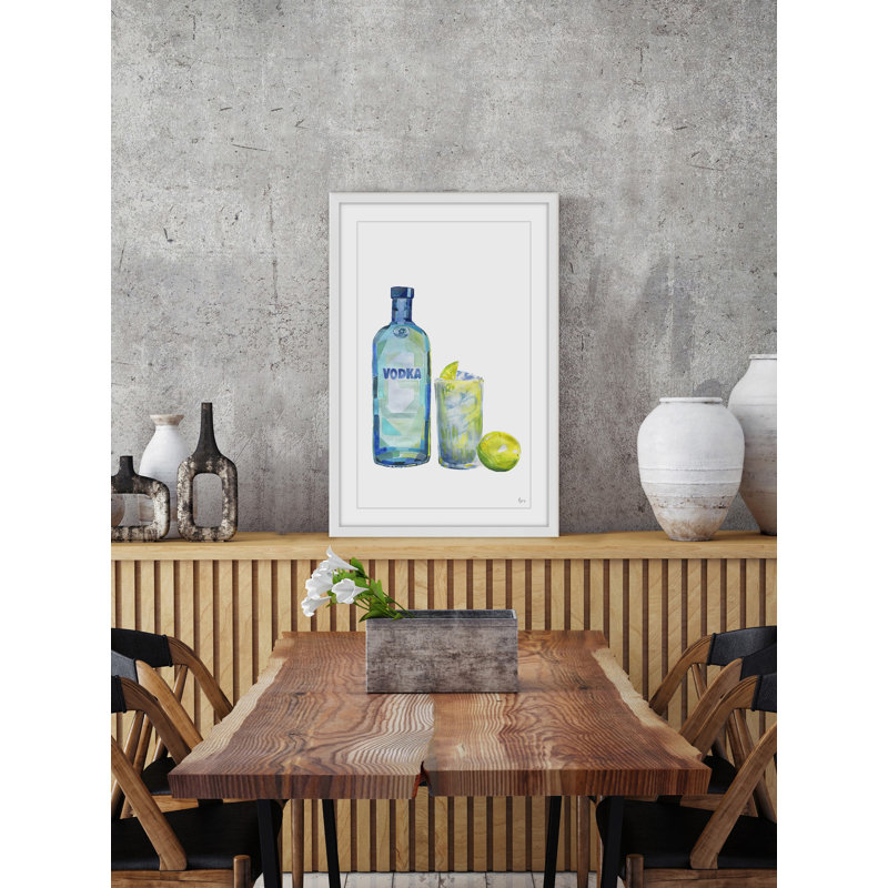 « absolut lime », reproduction de peinture à l’aquarelle encadrée, H 18 po x l 12 po x P 1,5 po
