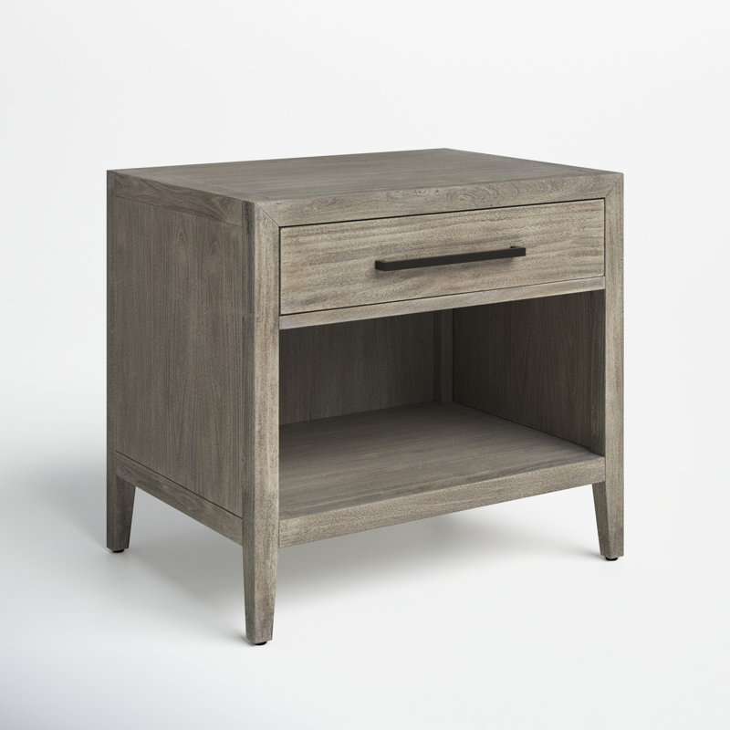 Pama 1 - Drawer Solid Wood 26" Nightstand, Light Gray