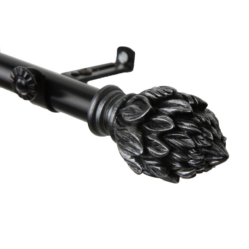 Tringle à rideaux simple Leatherhead, Noir, 18" - 28"