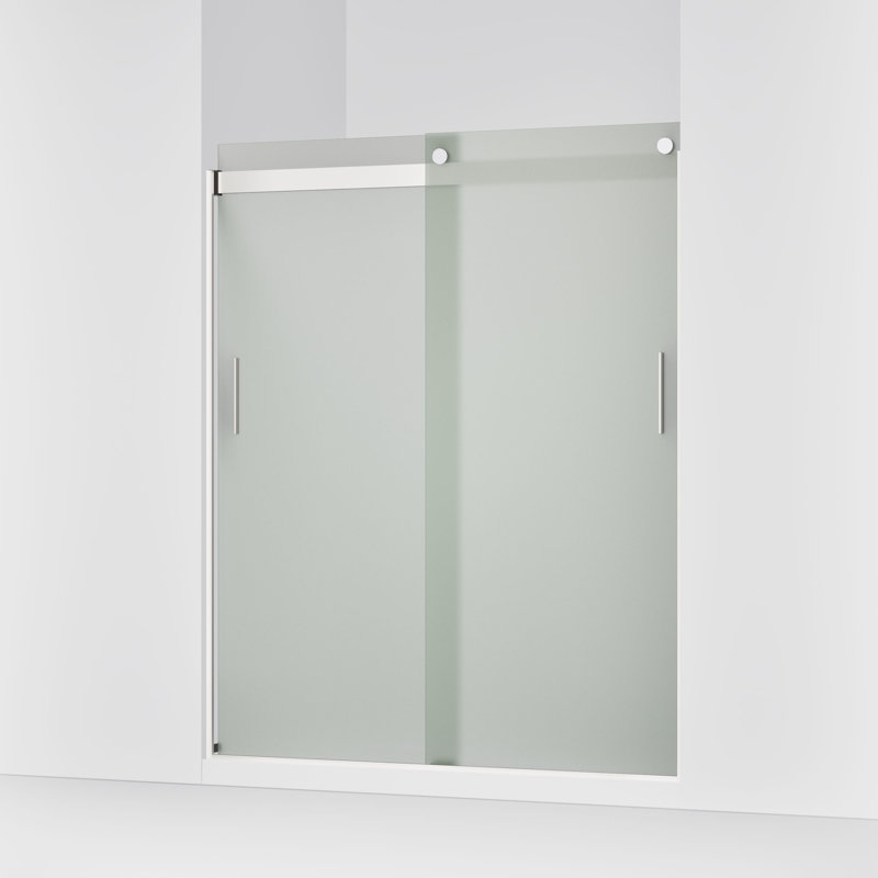 Levity 74" H x 59.63" W Bypass Shower Door with CleanCoat® Technology, Frosted, Bright Silver