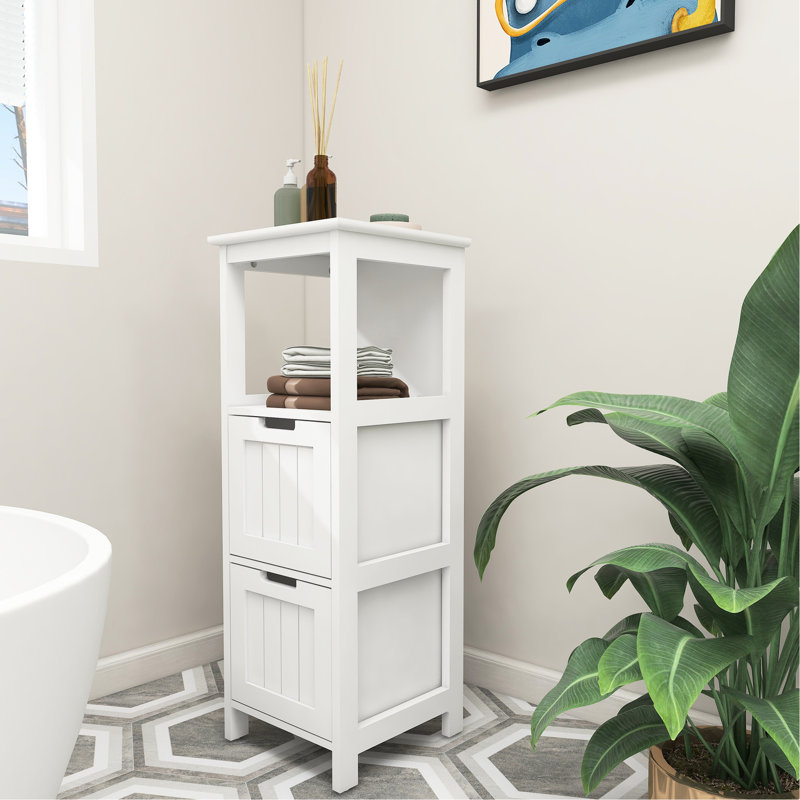 Armoire de salle de bain blanche - 2 tiroirs et 1 tablette pour ranger les fournitures