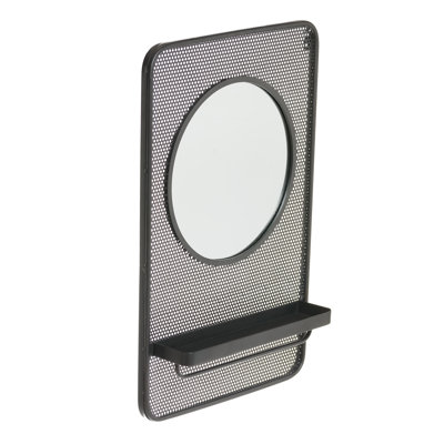 Hazael Metal Flat Wall Mirror with Shelves