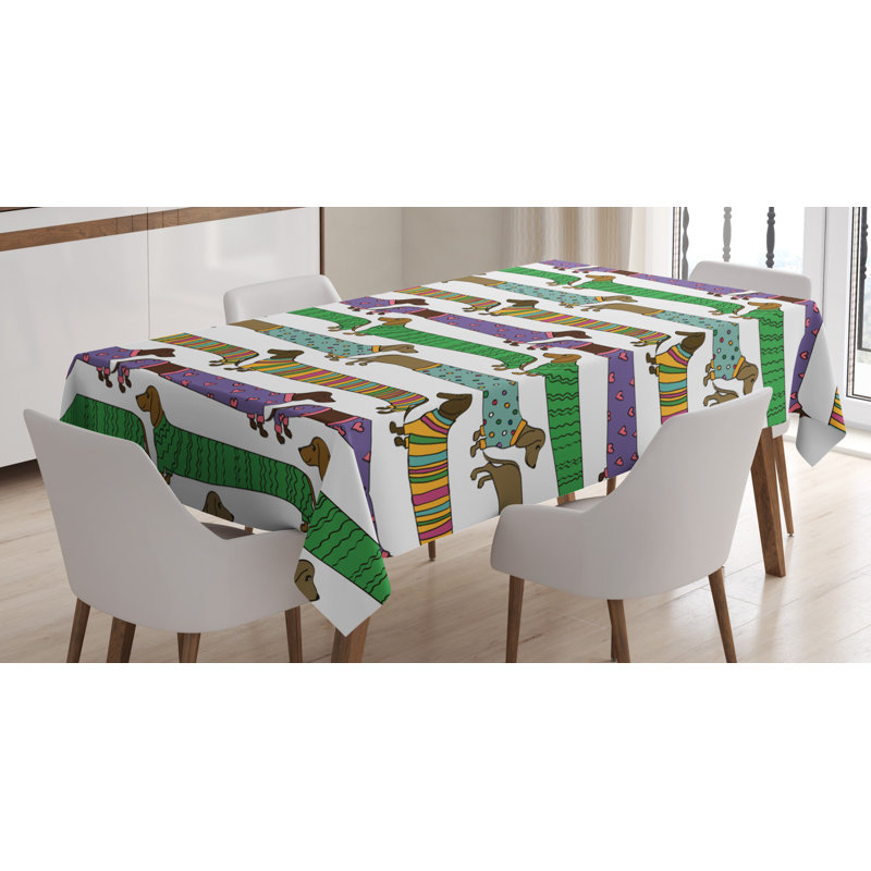 Dog Lover Dining Room Kitchen Tablecloth, 84" L x 60" W