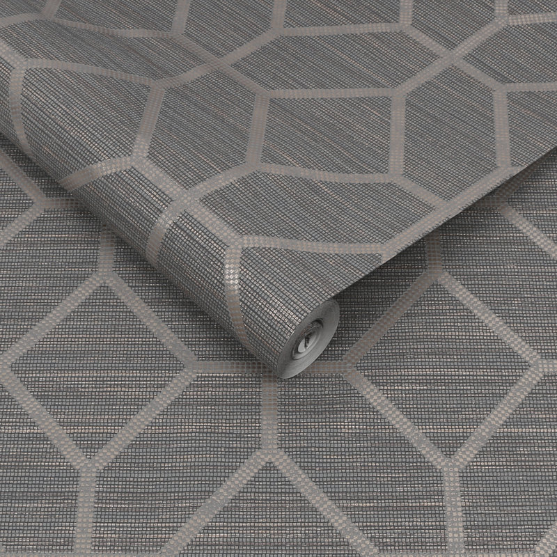 Rouleau de papier peint texturé Tahoka Geo, gris