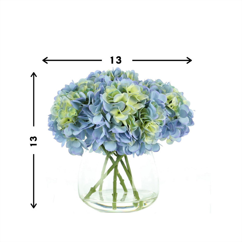 Faux Floral in Vase, Blue/Green