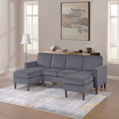 Ensemble modulaire 3 pièces en velours côtelé gris foncé