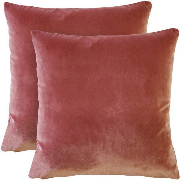Housses de coussin en velours doux Francesca, ensemble de 2 housses de coussin, carré de 20 po x 20 po pour fauteuil de canapé Home Decor, rosé véritable