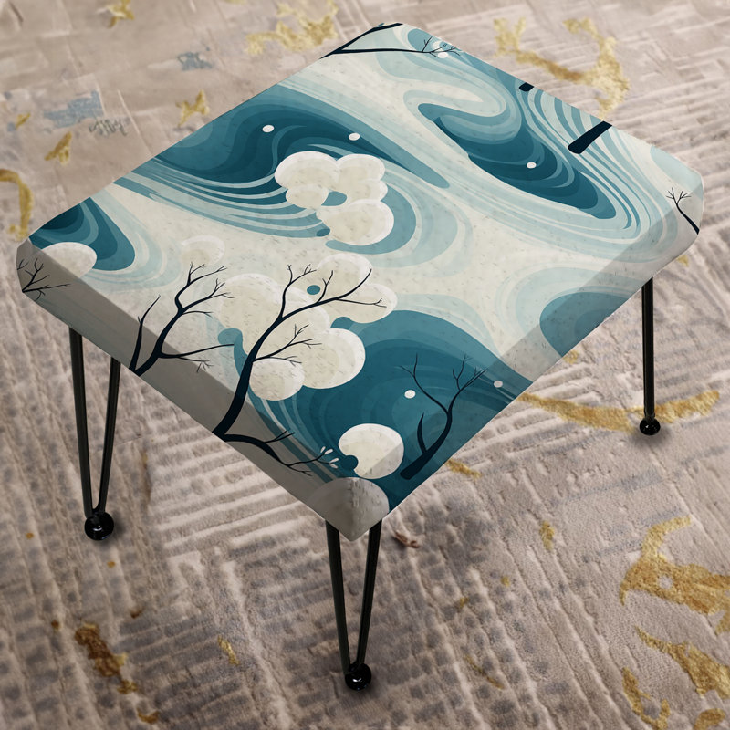 White Tranquil Mindset Landscape Zen - Botanical Rectangle Ottoman