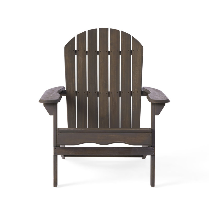 Libo Outdoor Adirondack Chair, Taupe Gray Acacia Wood, Slat Panels, Taupe Gray