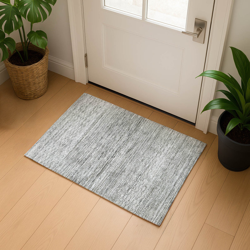 Premium Machine Washable Mayfield AMF2150 Striped Rug, Rectangle 1'8" x 2'6", Gray