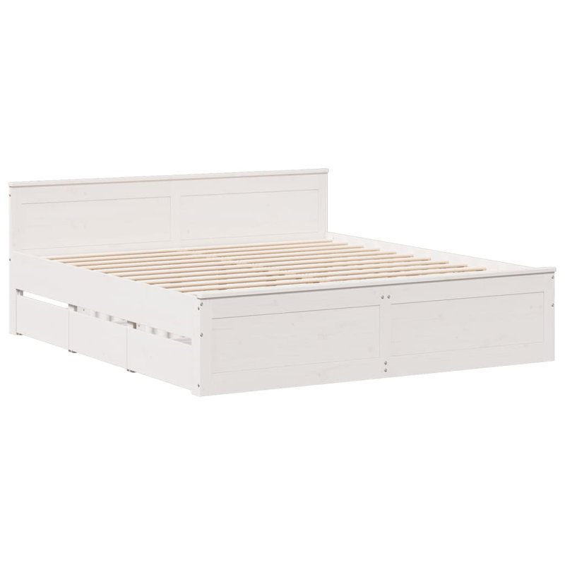 Heinle Solid Wood Storage Bed, White, Super King (6')