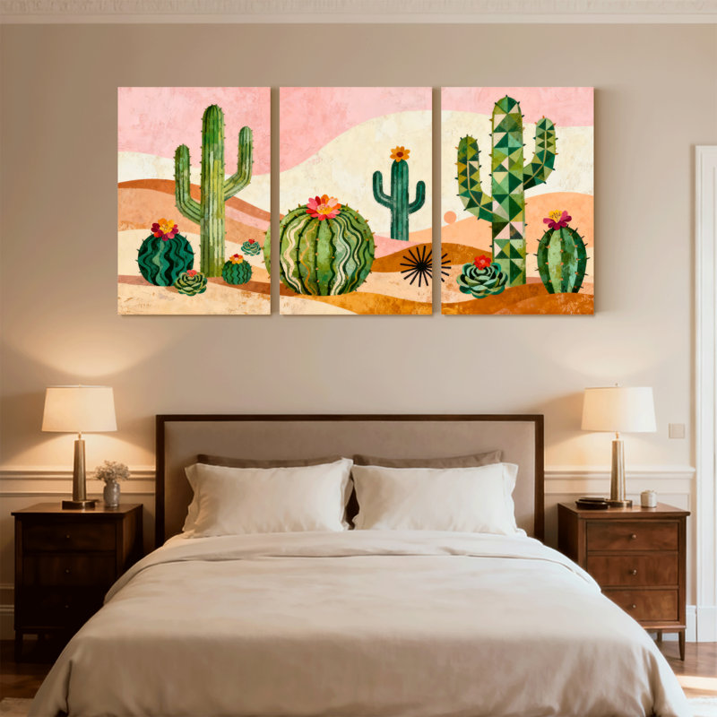 Cactus du désert, impression de paysage de cactus, ensemble de 3 impressions sur toile, H 18 po x l 36 po