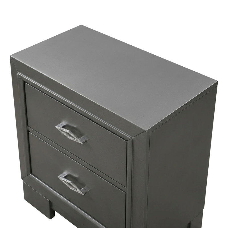 2 tiroirs gris métallique Trey W Table de chevet