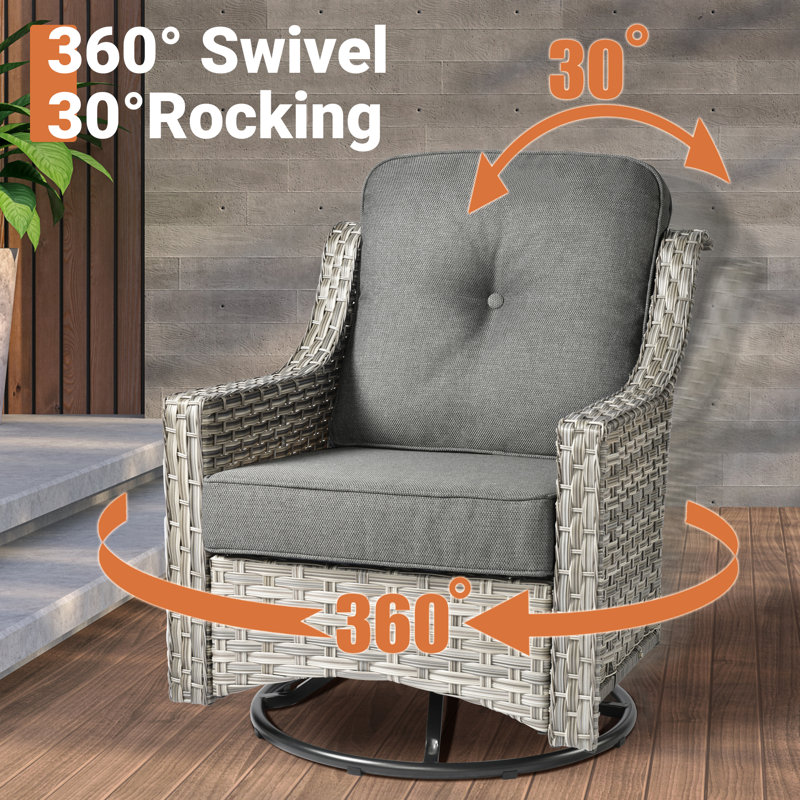 Emanuell 5 - Person  Patio Conversation Sets, Premium All-Weather Wicker Patio Sofa Set with Cushions, Gray