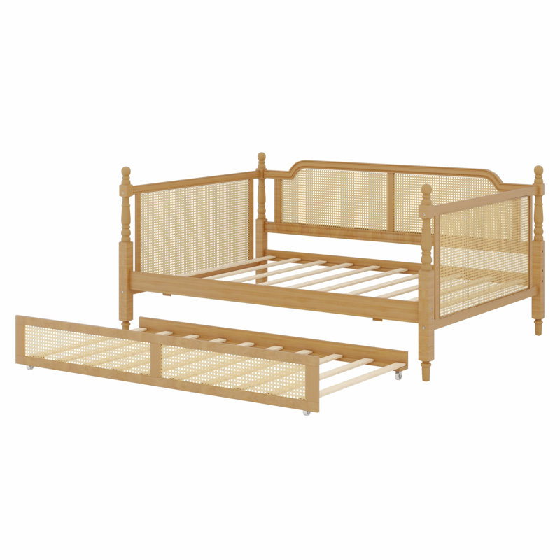 Structure de lit de jour classique en rotin avec couchette