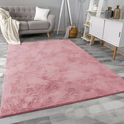 Versatile Dust Rose Shag Floor Rug - Warm Neutral Faux Fur Accent Area Rug
