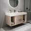 Meuble-lavabo flottant avec lavabo en céramique, 2 tiroirs muraux à fermeture en douceur et plateau en ardoise blanche-1972436128