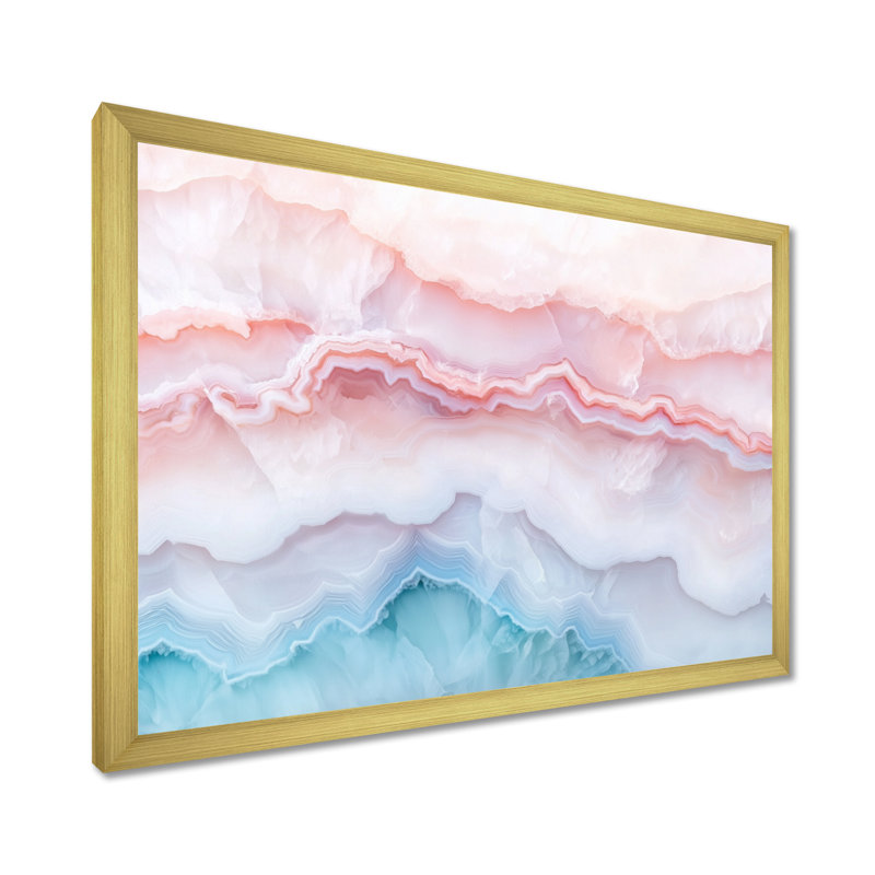 «Agate Dream River IV», reproduction d'art sur pierre, Reproduction encadrée, H 30 po x l 40 po, Doré