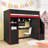 Loft Bed with Desk, LED Lights, Storage Locker, Shelves and Wardrobe-482088465