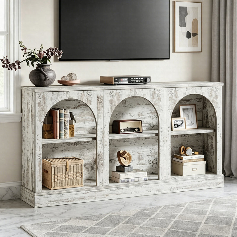 Meuble télé 62,99 po avec armoires de rangement, console média pour téléviseur de 65 po ou moins, meuble audio-vidéo rustique