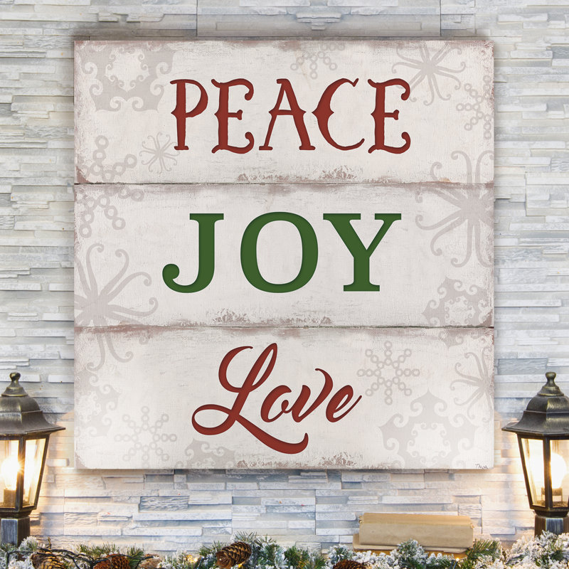 Peace Joy Love - impression d'art textuel, H 16 po x l 16 po x P 1,5 po, Toile tendue