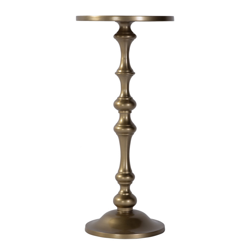 Passeo 10 in. W Round All Metal Pedestal Base End Table, Gold