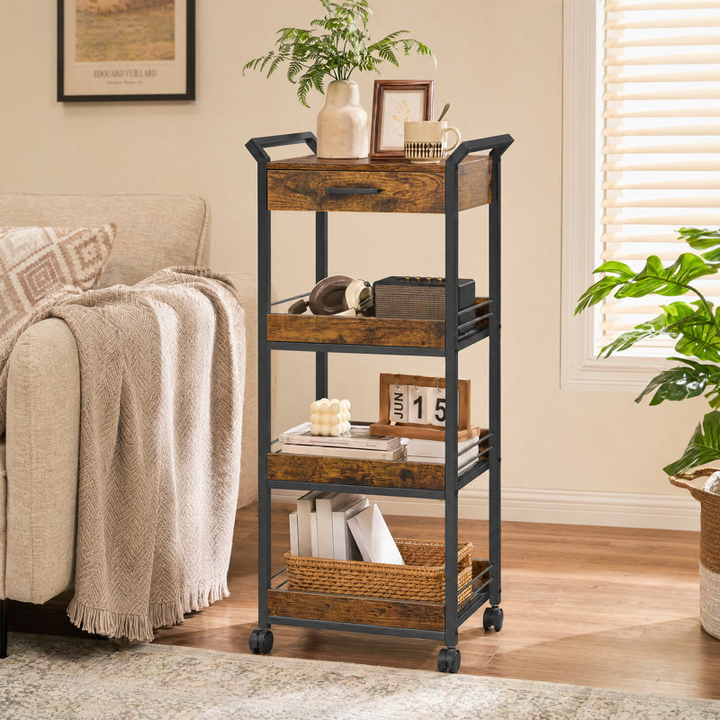 Sulynn Wood Kitchen Cart, Black/Rustic Brown