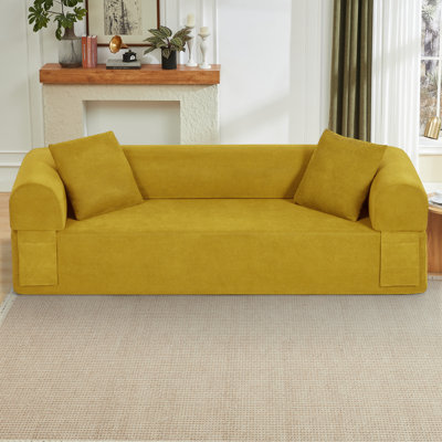 82.7" Boneless Futon Sofa Bed, Compression Foam Couch Bed With 2 Pillows - No Assembly Required