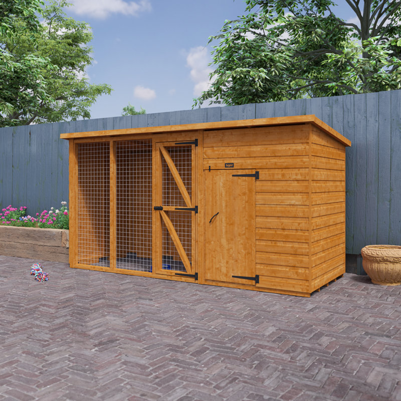 Tiger Solid Wood Dog House, 151.9cm H x 355cm W x 117.4cm D