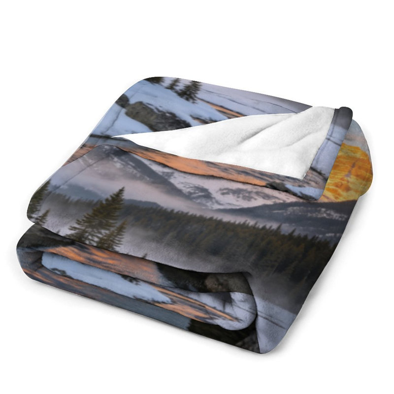 Jeté en flanelle de paysage d'hiver, couverture douce et chaude pour le canapé-lit du salon, 60 x 80 po