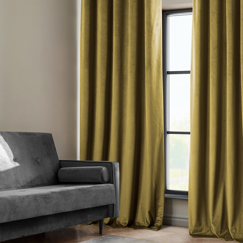 Matra Room Darkening Rod Pocket Single Curtain Panel, 50" W x 108" L, Peat Green