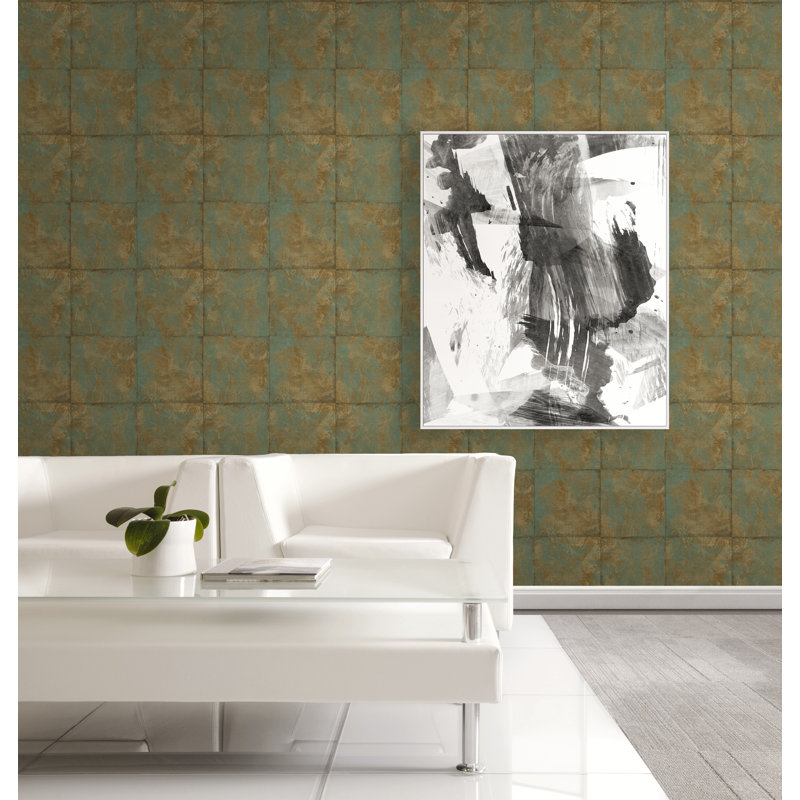 33' L x 20.5" W Wallpaper Roll, Dark green gold