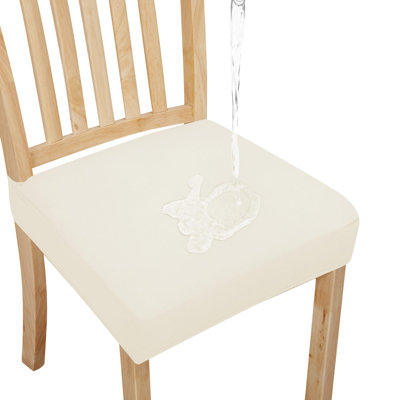 Ensemble de 4 housses de siège imperméables à 100% pour chaises de salle à manger, housses extensibles de protection pour chaises de salle à manger, ivoire
