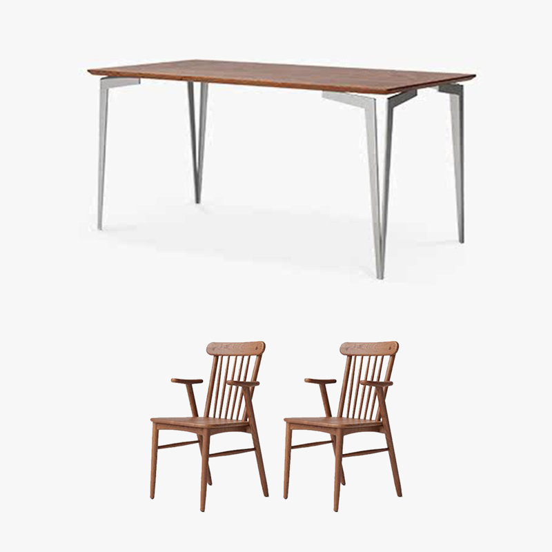 Table de salle à manger en bois massif rétro maison rectangulaire,  H 29,53 po x L 31,5 po x l 62,99 po